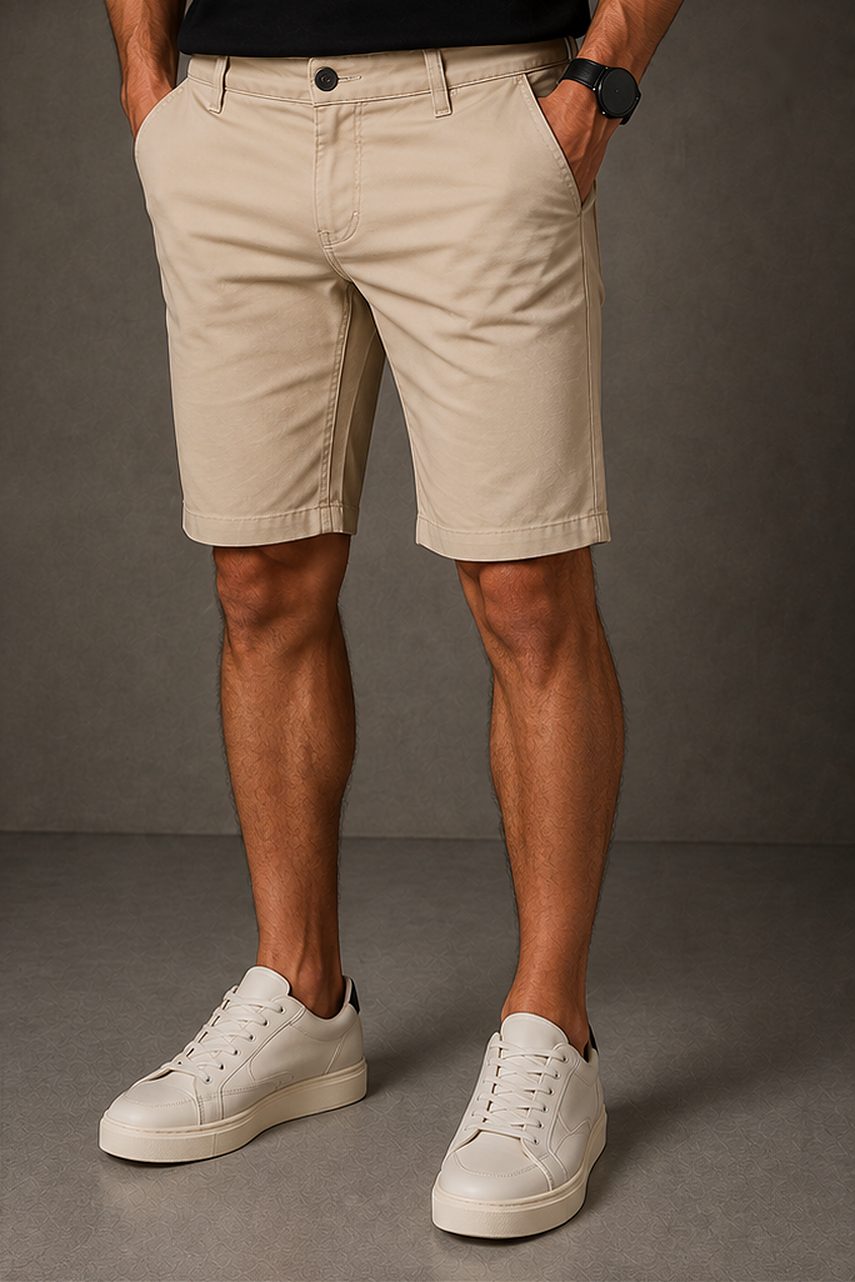 Bermuda Chino Flex na cor bege