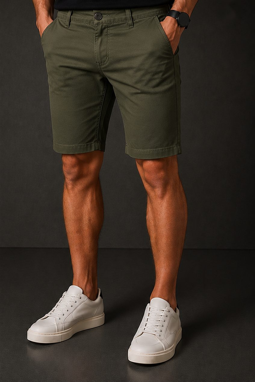 Bermuda Chino Flex na cor verde oliva