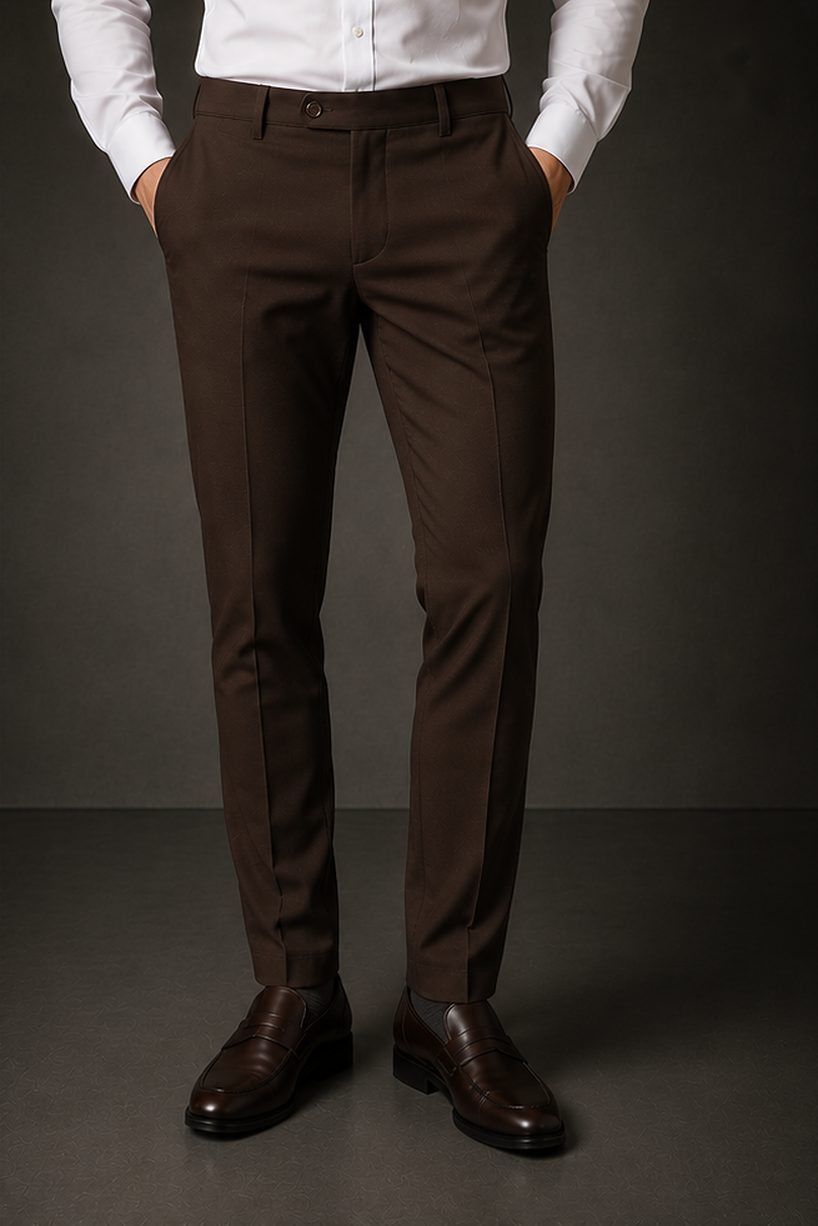 Calça Alfaiataria Flex na cor café
