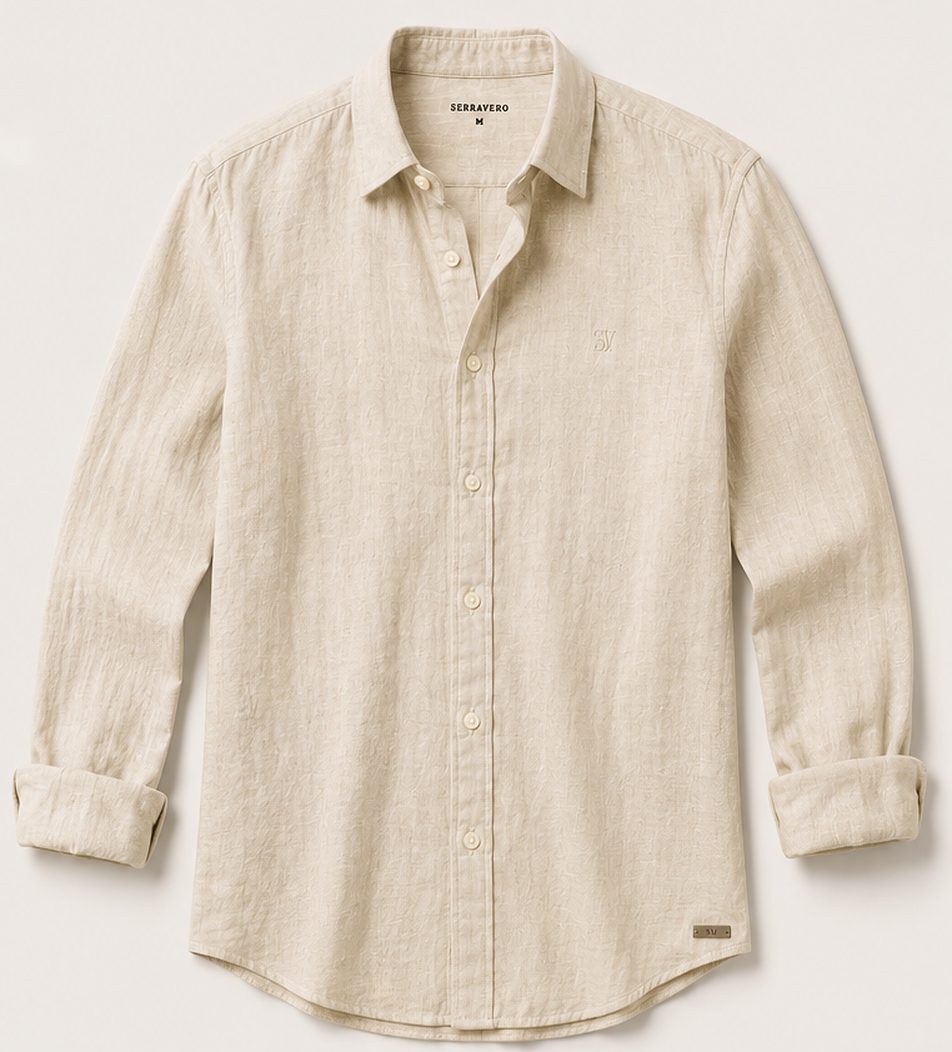 Camisa Linho Resort na cor areia