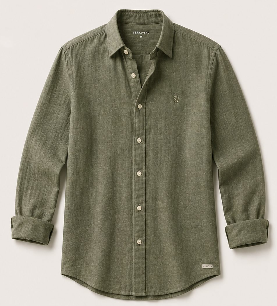 Camisa Linho Resort na cor verde oliva