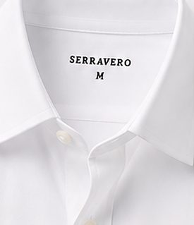 Camisa Social Easy Care na cor branco, detalhe da gola