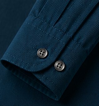 Camisa Textura Signature na cor azul petróleo, detalhe do punho