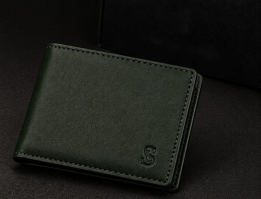 Carteira Slim Couro na cor verde floresta