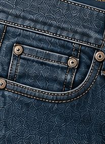 Jeans Vintage Clean na cor azul médio, detalhe do bolso