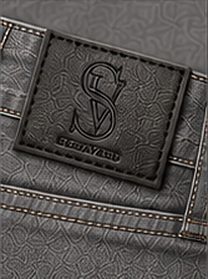 Jeans Vintage Clean na cor cinza lavado, detalhe: outro