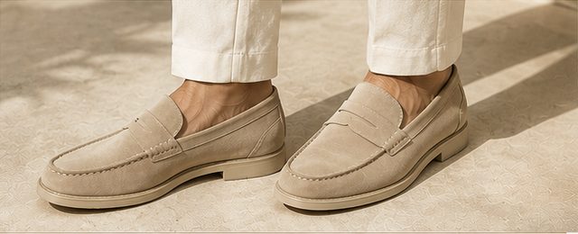 Mocassim Camurça Resort na cor areia, detalhe: outro