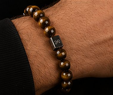 Pulseira Pedra Natural na cor olho-de-tigre, detalhe: outro