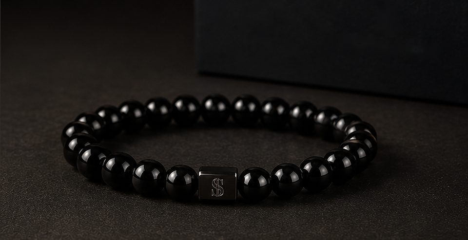 Pulseira Pedra Natural na cor ônix