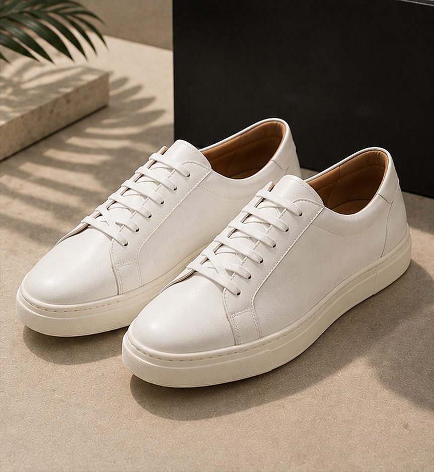 Tênis Couro Minimal na cor branco