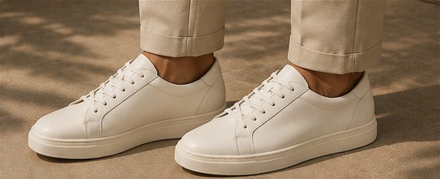 Tênis Couro Minimal na cor off-white, detalhe: outro
