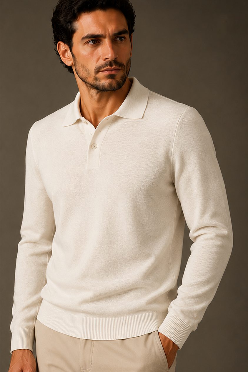 Tricô Gola Polo na cor off-white